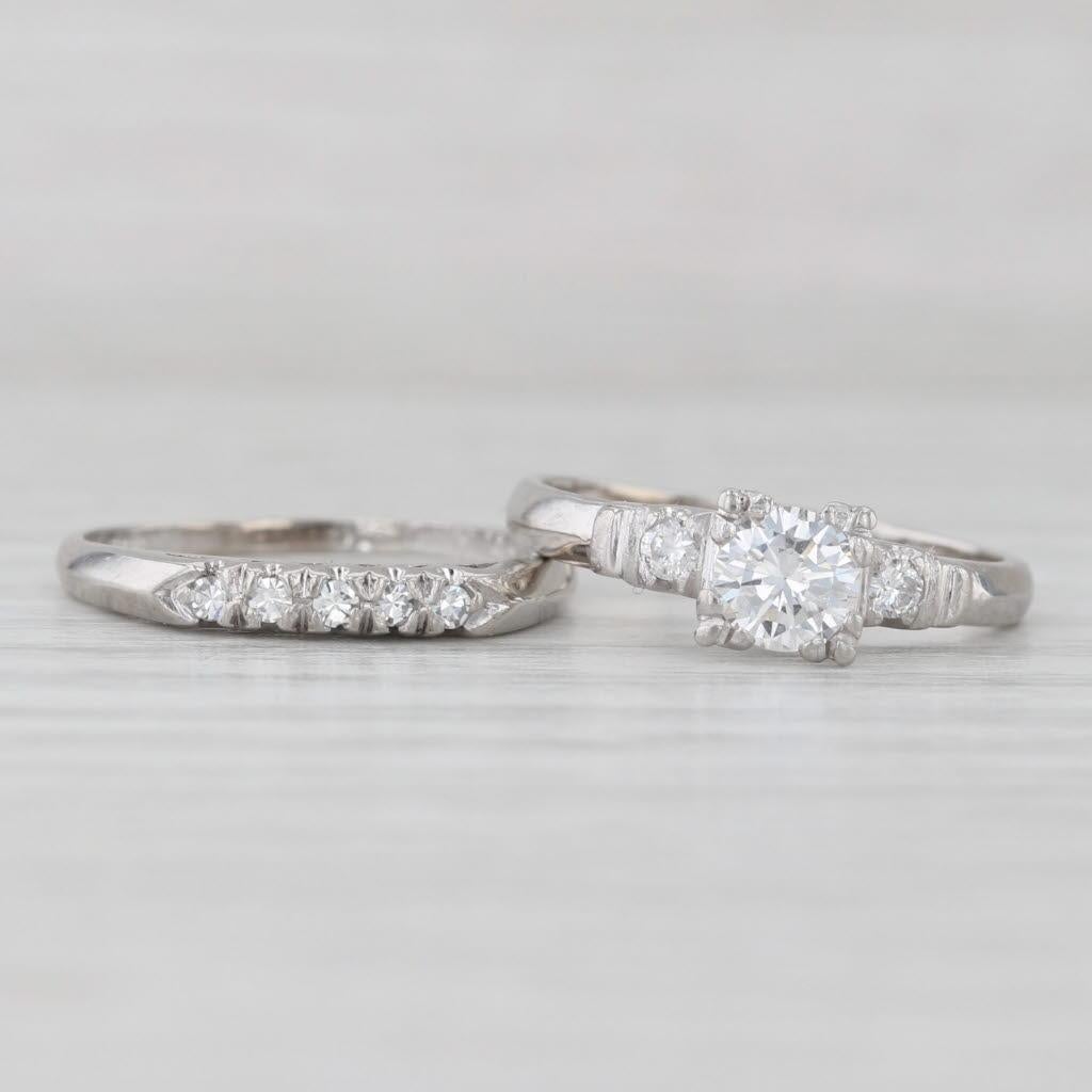 0.46ctw Anillo de compromiso Damond Alianza de boda Conjunto nupcial Platino Talla 5 en venta 3