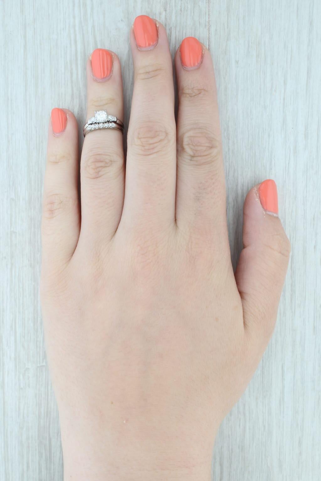 0.46ctw Anillo de compromiso Damond Alianza de boda Conjunto nupcial Platino Talla 5 en venta 4