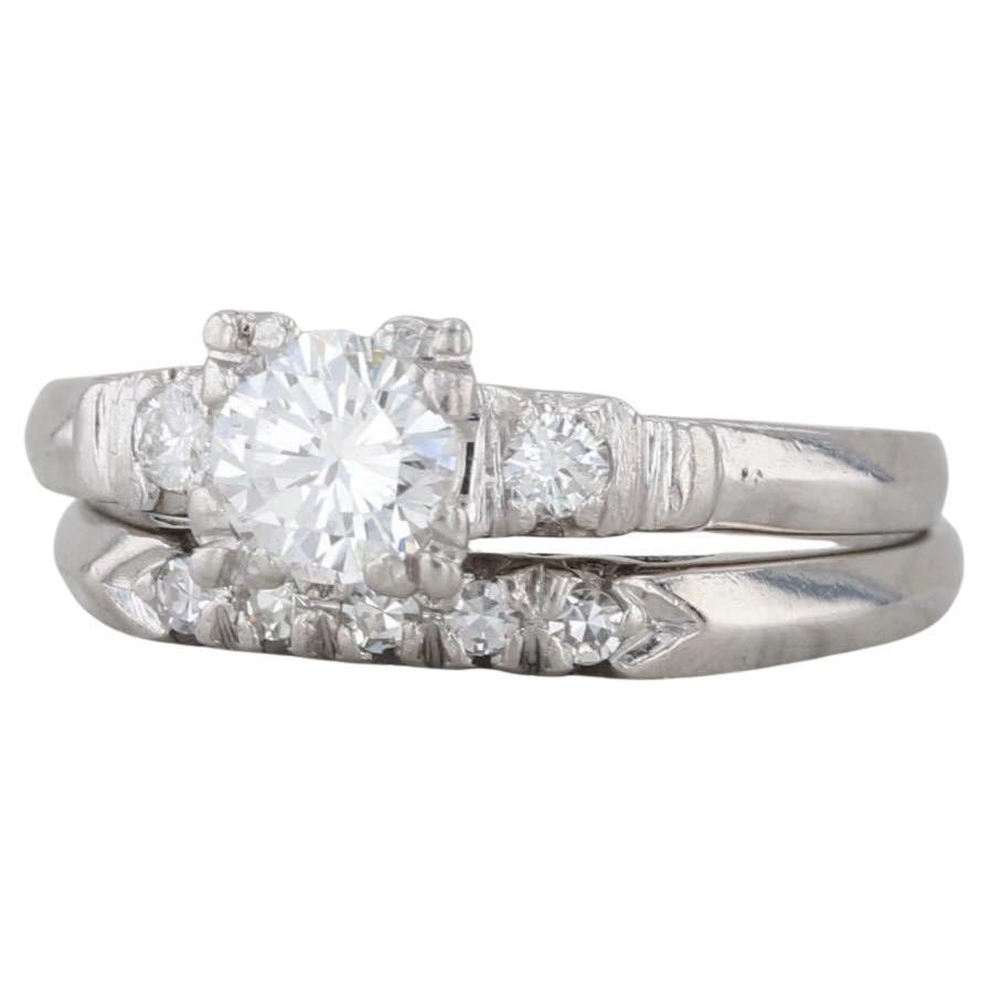 0.46ctw Anillo de compromiso Damond Alianza de boda Conjunto nupcial Platino Talla 5 en venta