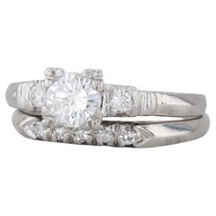 0.46ctw Anillo de compromiso Damond Alianza de boda Conjunto nupcial Platino Talla 5