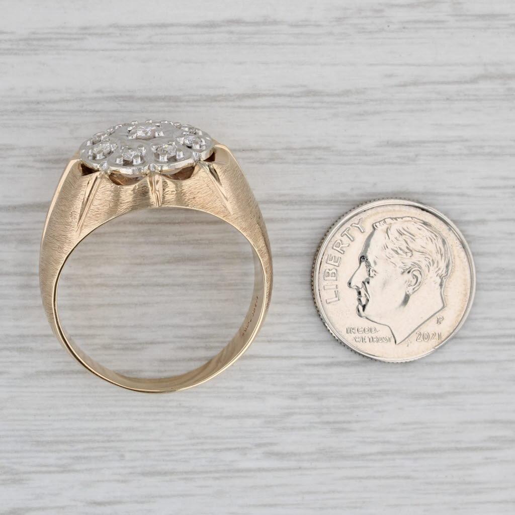 0.46ctw Diamond Cluster Men's Ring Belcher Setting 10k Yellow Gold Size 12.5 For Sale 3