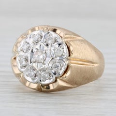 0.46ctw Diamond Cluster Men's Ring Belcher Setting 10k Yellow Gold Size 12.5