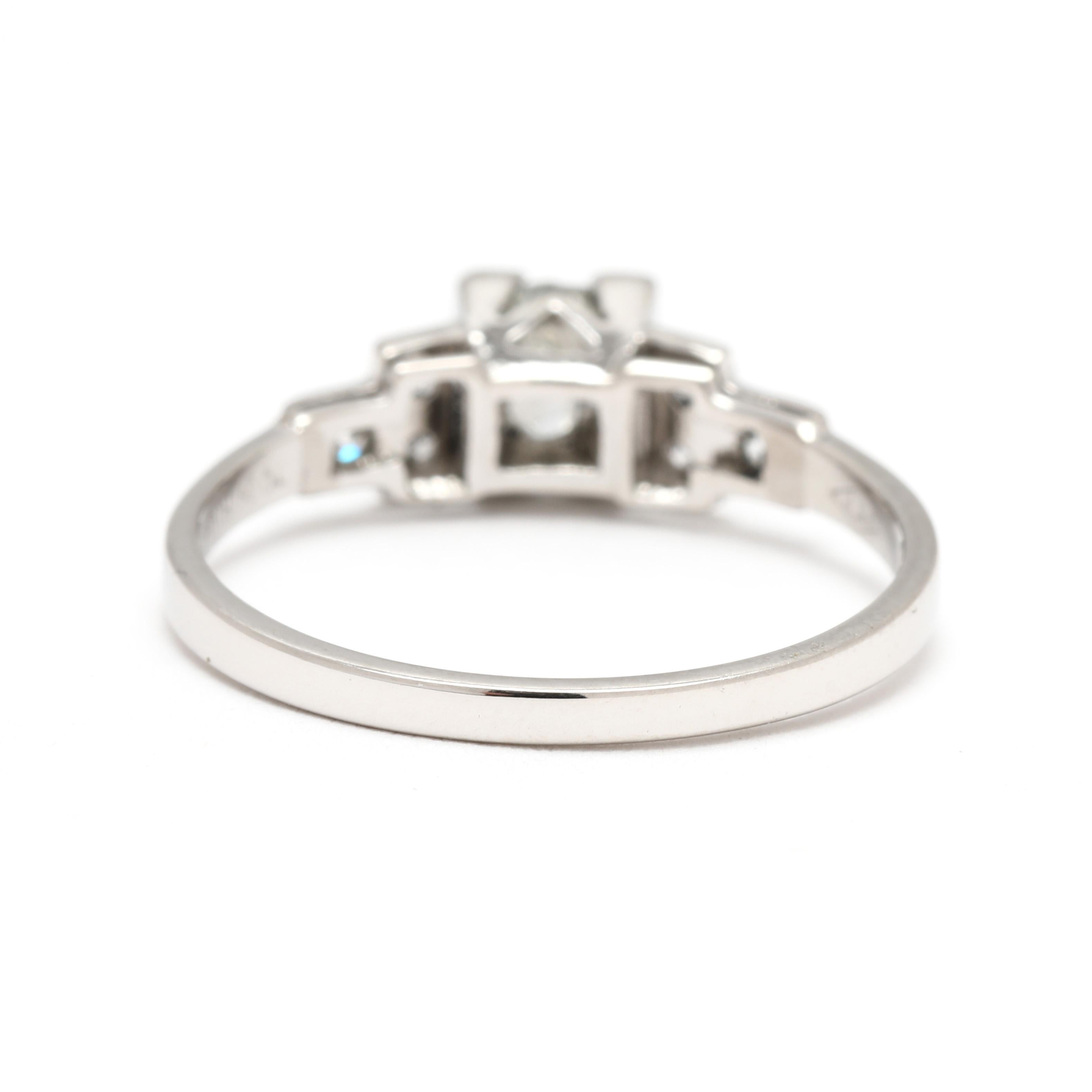 Taille vieille Europe Bague de fiançailles en platine avec diamant de 0,46 carat, taille de bague 5,75 en vente