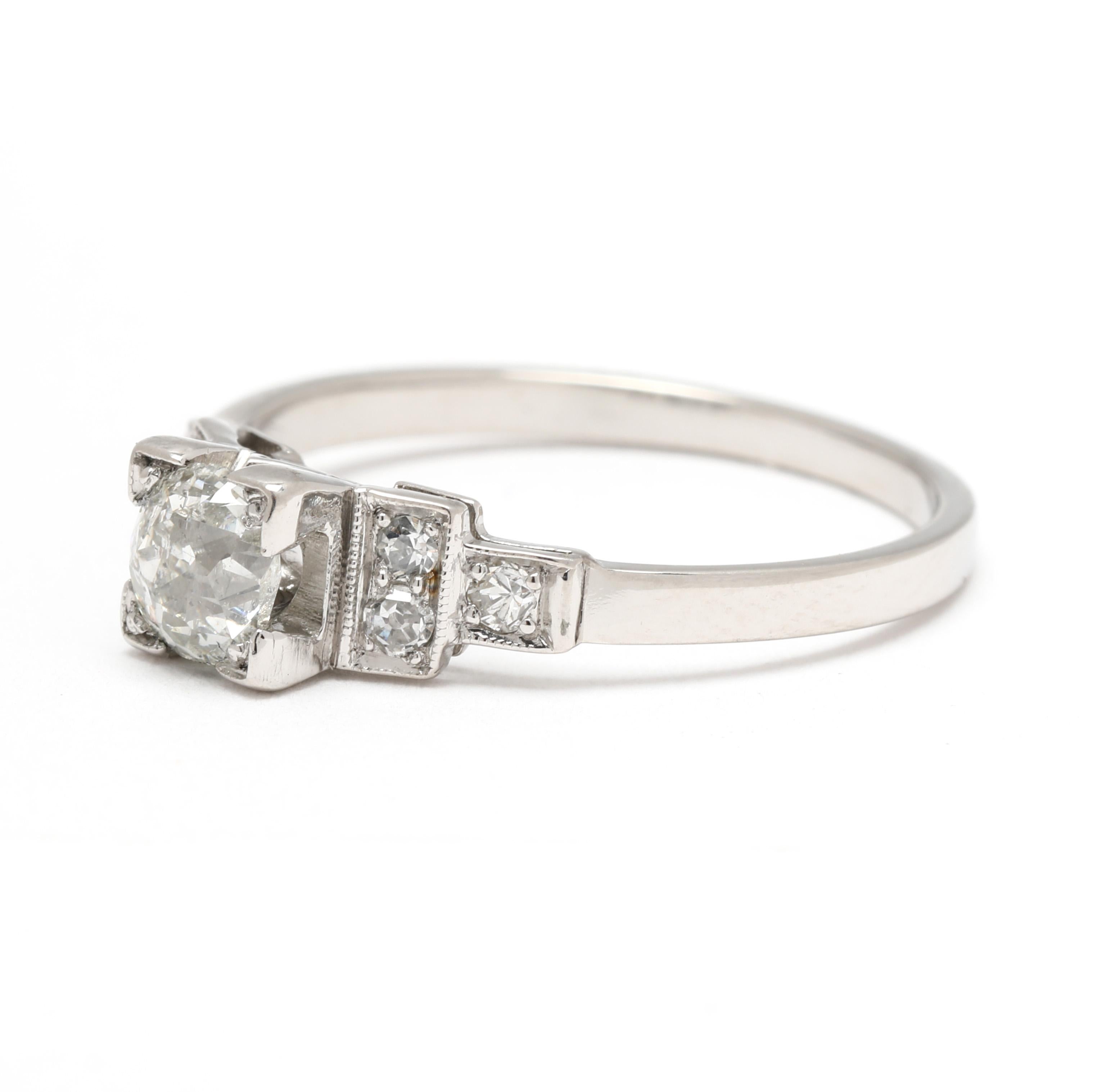 Bague de fiançailles en platine avec diamant de 0,46 carat, taille de bague 5,75 Bon état - En vente à McLeansville, NC