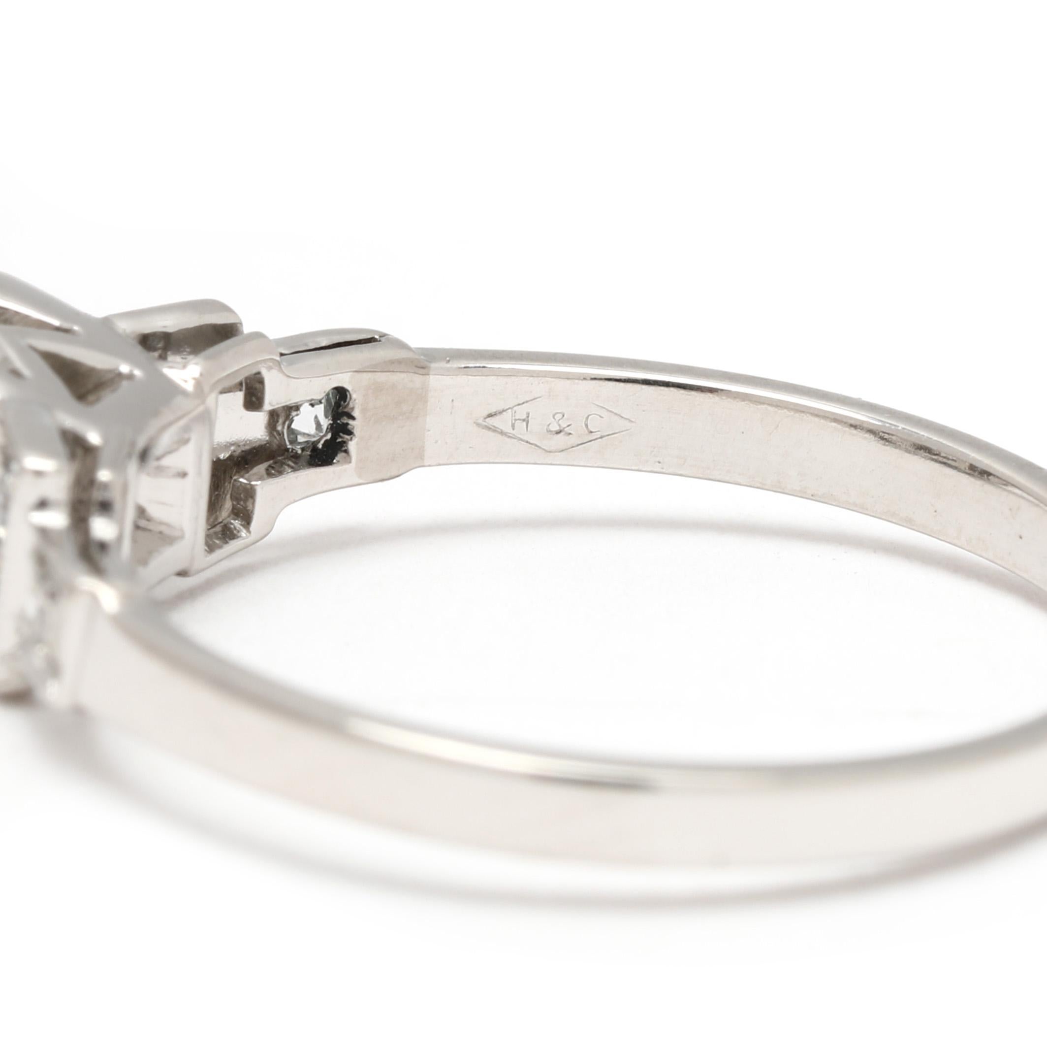 Women's or Men's 0.46ctw Diamond Engagement Ring, Platinum, Ring Size 5.75 For Sale
