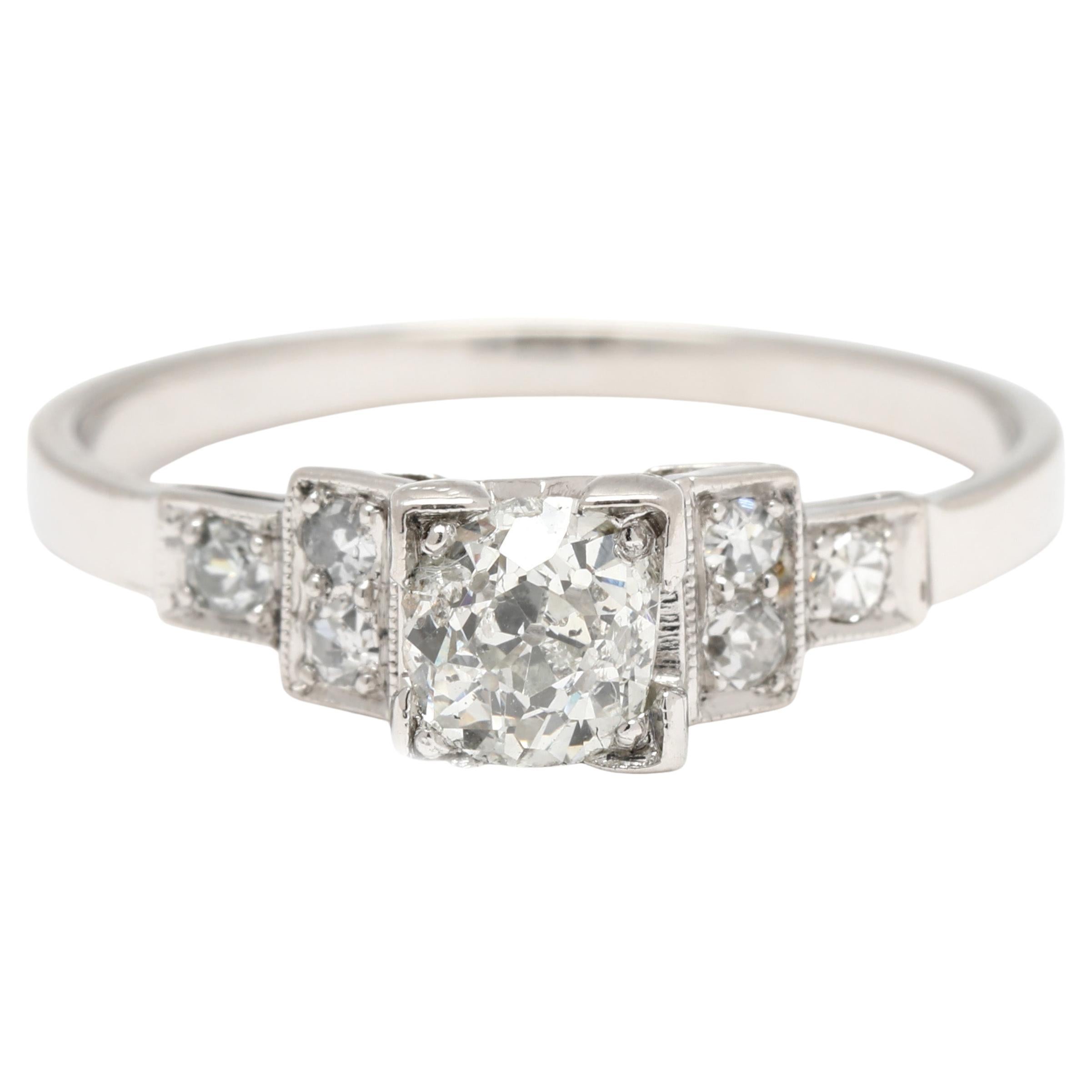 Bague de fiançailles en platine avec diamant de 0,46 carat, taille de bague 5,75