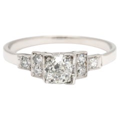 Bague de fiançailles en platine avec diamant de 0,46 carat, taille de bague 5,75