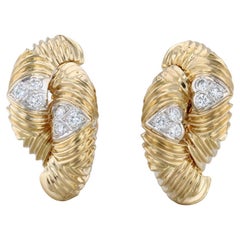 0.46ctw Diamond Heart Half Hoop Earrings 18k Yellow Gold Clip-On Statement Drops