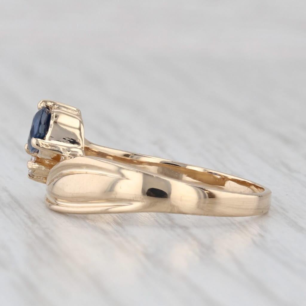 0.46ctw Pear Blue Diamond Bypass Ring 14k Yellow Gold Size 7.75 Unisexe en vente