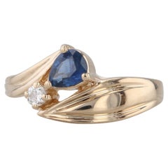 0.46ctw Pear Blue Diamond Bypass Ring 14k Yellow Gold Size 7.75