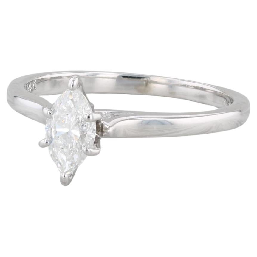 0.46ctw VS2 Marquise Diamond Solitaire Engagement Ring 14k White Gold Size 6.25 For Sale