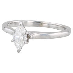 0.46ctw VS2 Marquise Diamond Solitaire Engagement Ring 14k White Gold Size 6.25