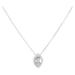 Collier pendentif en forme de poire en mosaïque de diamants 0,47 carat, 18 carats, en stock