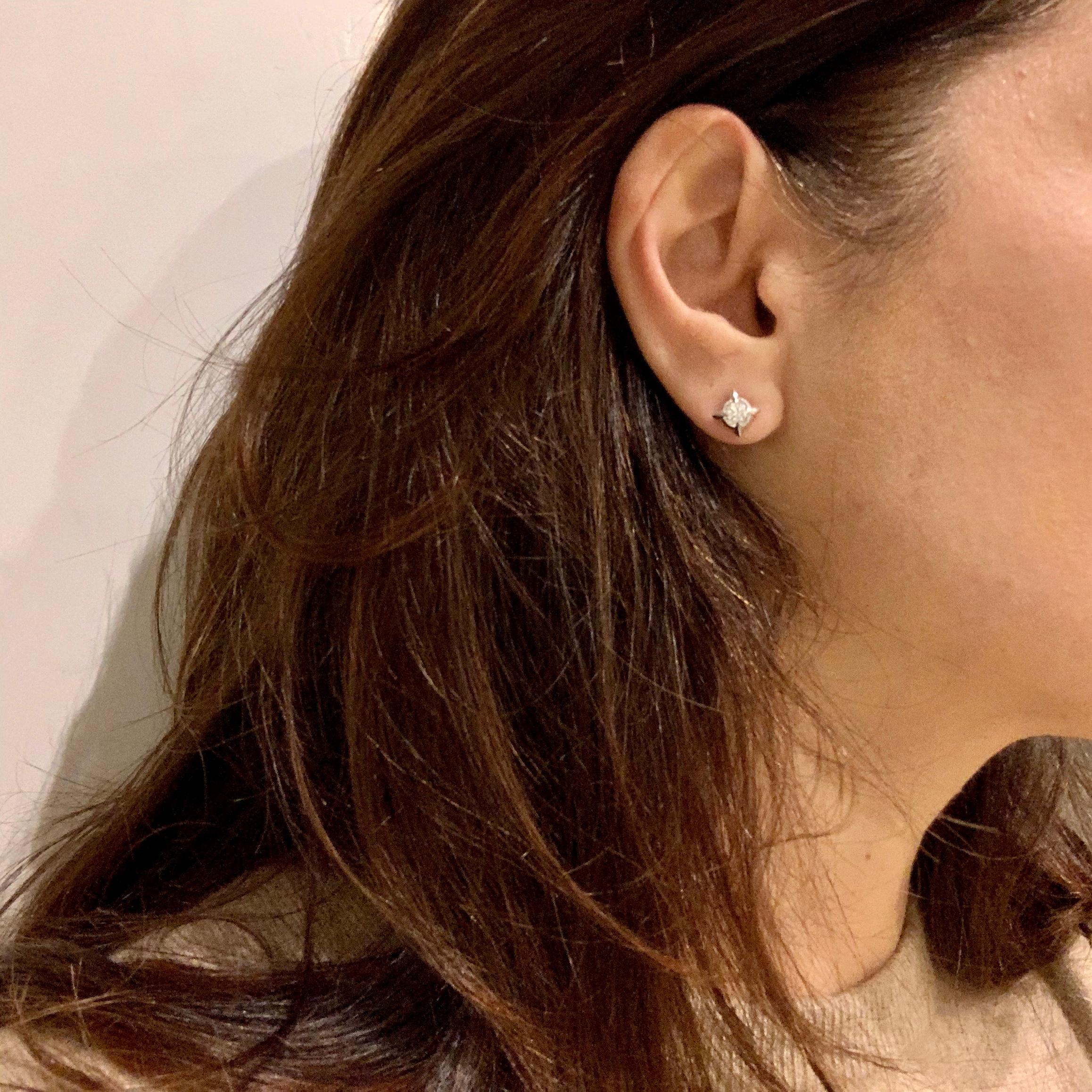Brilliant Cut 0.47 Carat Diamond Set in 18Kt White Gold Renaissance Stud Earrings