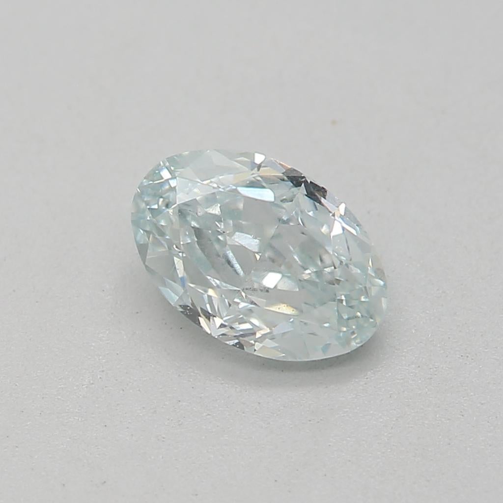 *100% NATURAL FANCY COLOUR DIAMOND*

✪ Diamond Details ✪

➛ Shape: Oval
➛ Colour Grade: Fancy Light Bluish Green
➛ Carat: 0.47
➛ Clarity: Vs1
➛ GIA  Certified 

^FEATURES OF THE DIAMOND^

Our oval cut diamond is a popular diamond shape characterized