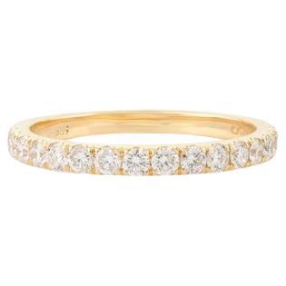 0.47 Carat Moissanite Tiny Promise Band Ring for Her in 14k Solid Yellow Gold