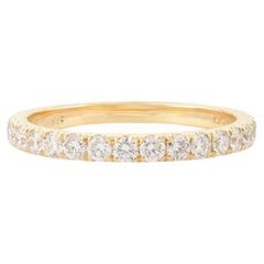 Bague jonc Tiny Promise pour mère en or jaune massif 14 carats avec Moissanite de 0,47 carat