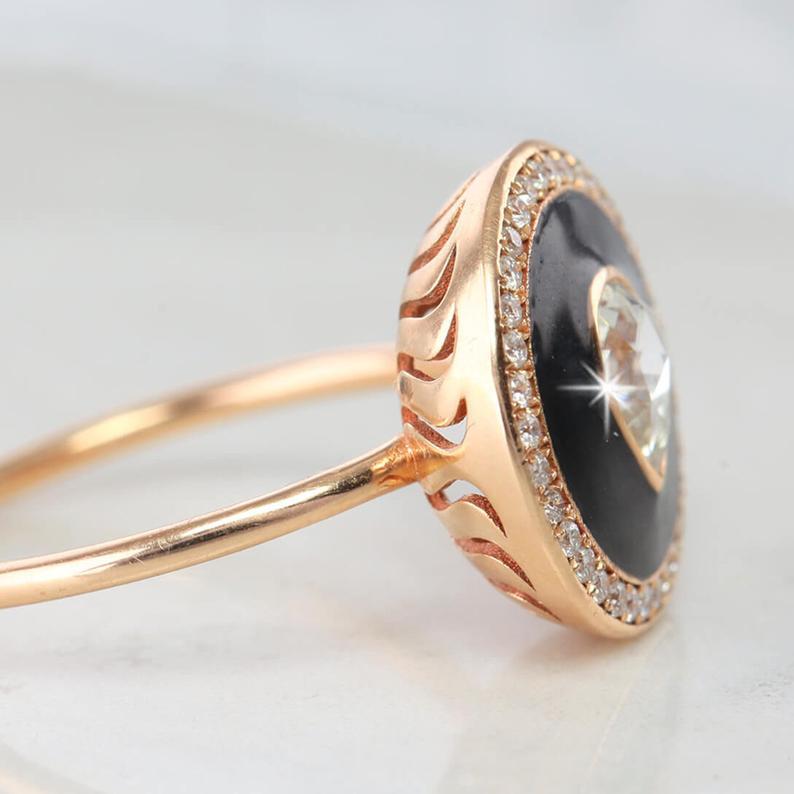Art Deco 0.47 Carat Pear Shaped Rosecut Diamond Ring For Sale