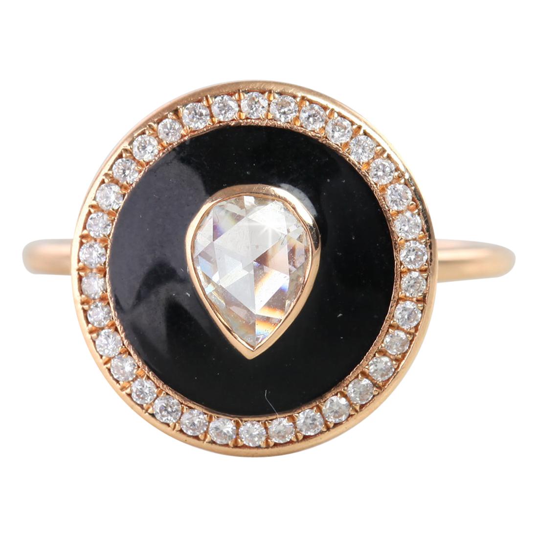 0.47 Carat Pear Shaped Rosecut Diamond Ring For Sale