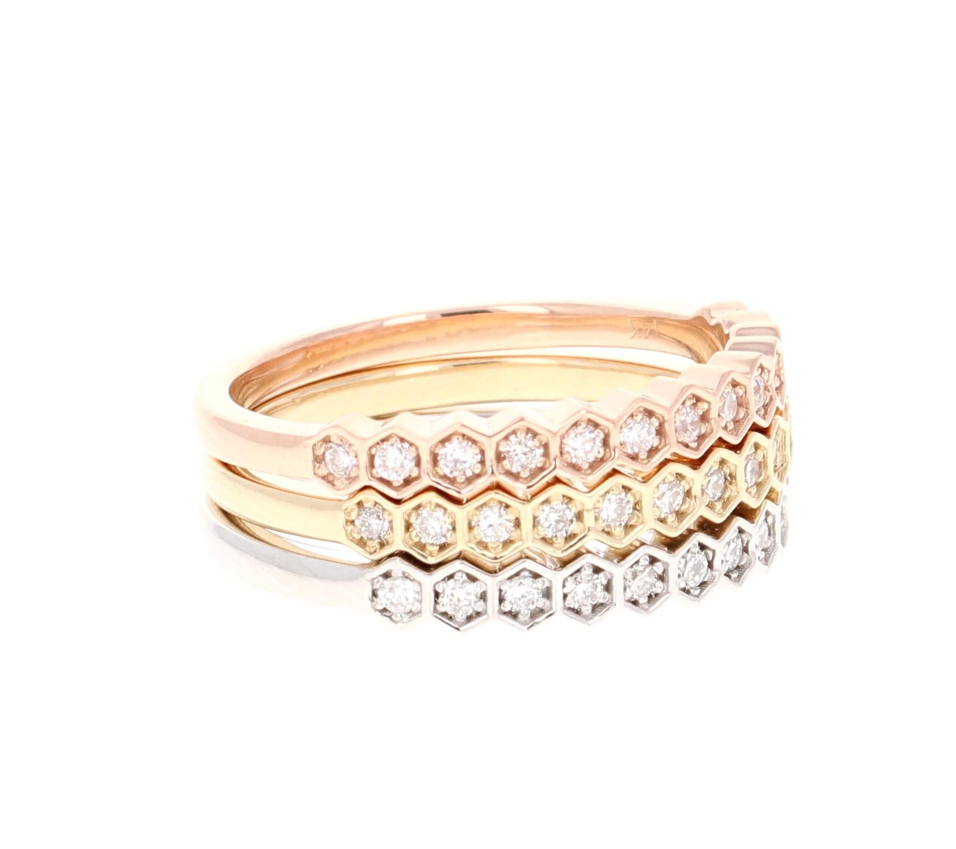 Cute and dainty 0.47 Carat Diamond bands that are sure to be a great addition to anyone's accessory collection. Plus they can be worn altogether or separately. Stack 2 or 3 together or put a couple around a chain and wear them in your neck. You can