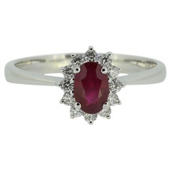 0.47 Carat Ruby and Diamond Cluster Ring