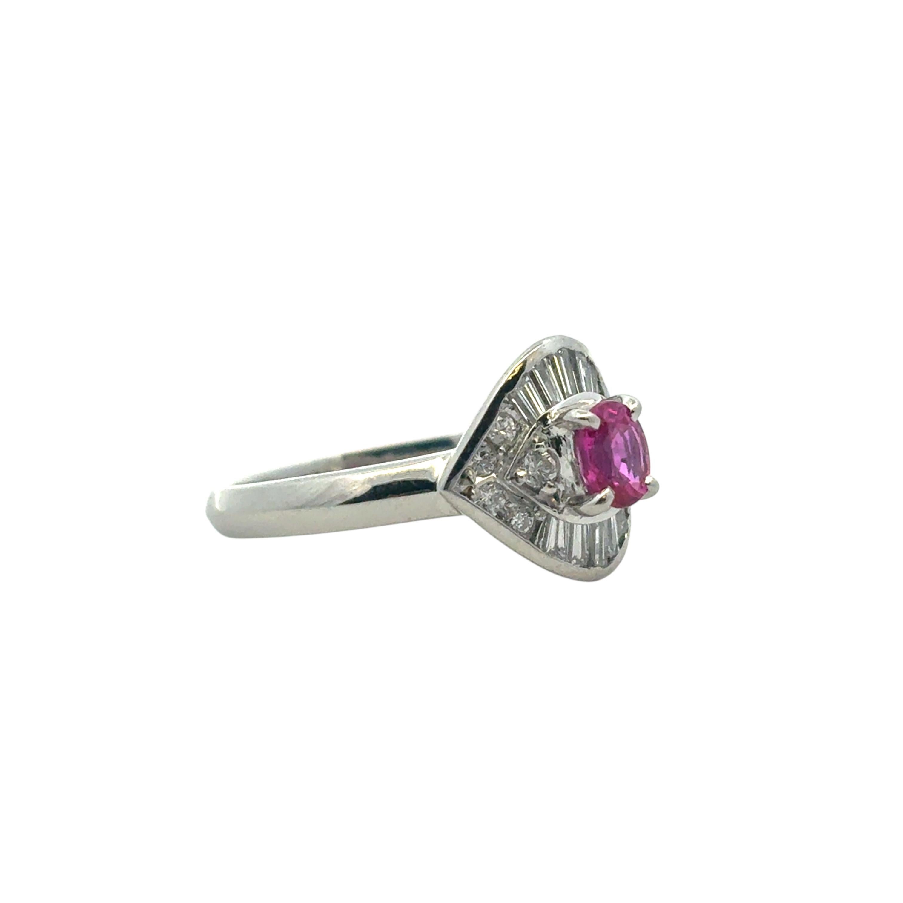 0.47 Carat Ruby Diamond Eye Cocktail Ring Platinum in Stock For Sale 5