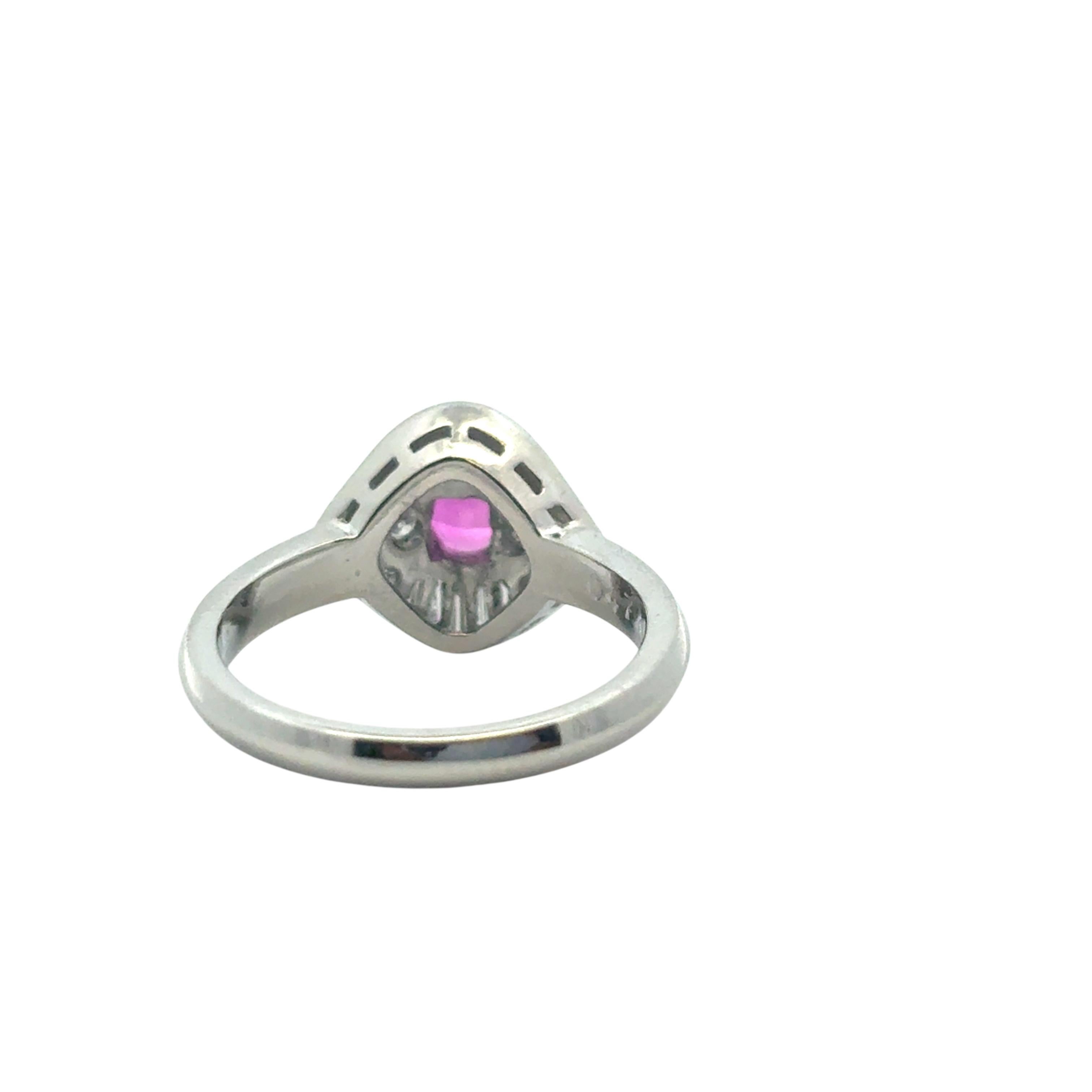 0.47 Carat Ruby Diamond Eye Cocktail Ring Platinum in Stock For Sale 7