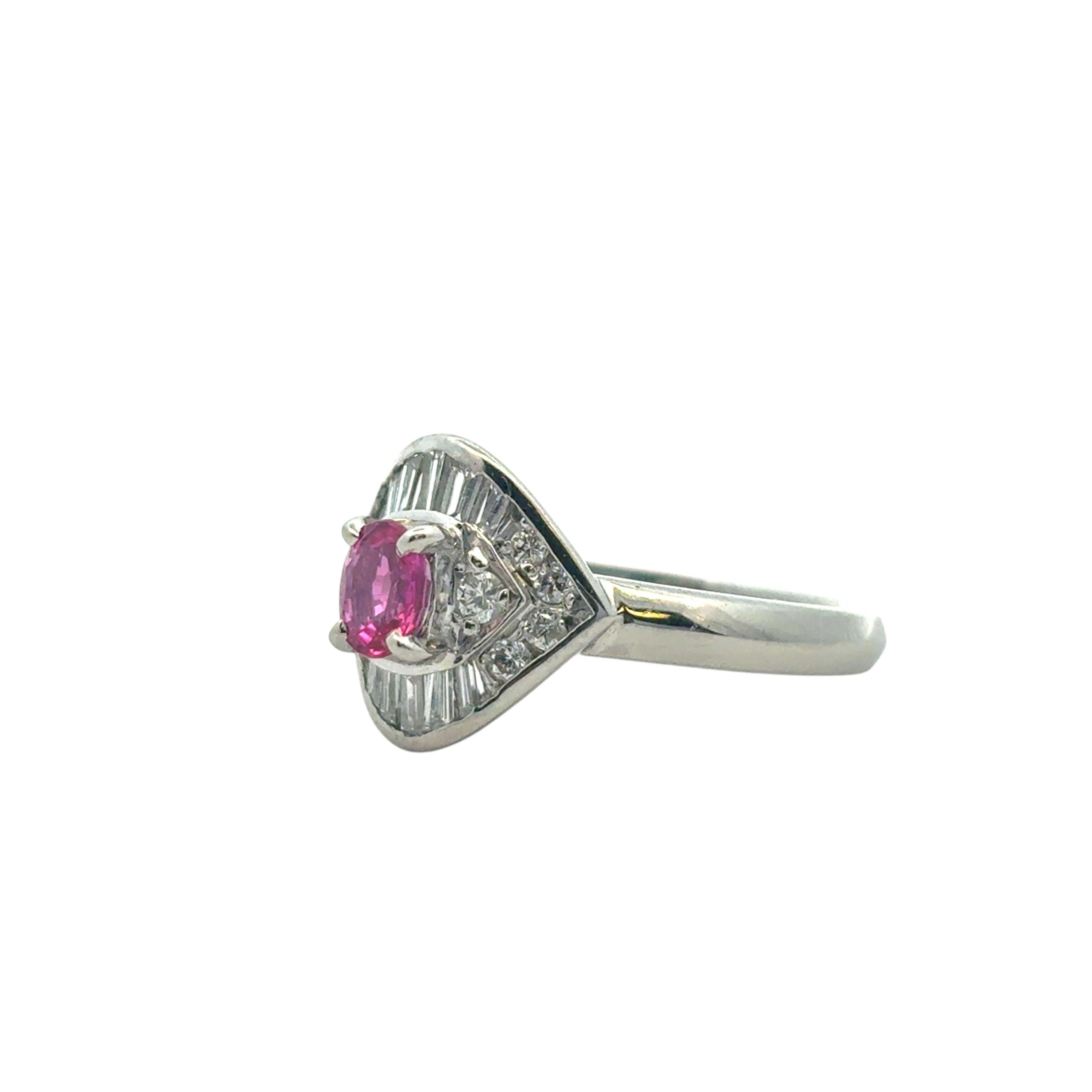 0.47 Carat Ruby Diamond Eye Cocktail Ring Platinum in Stock For Sale 9