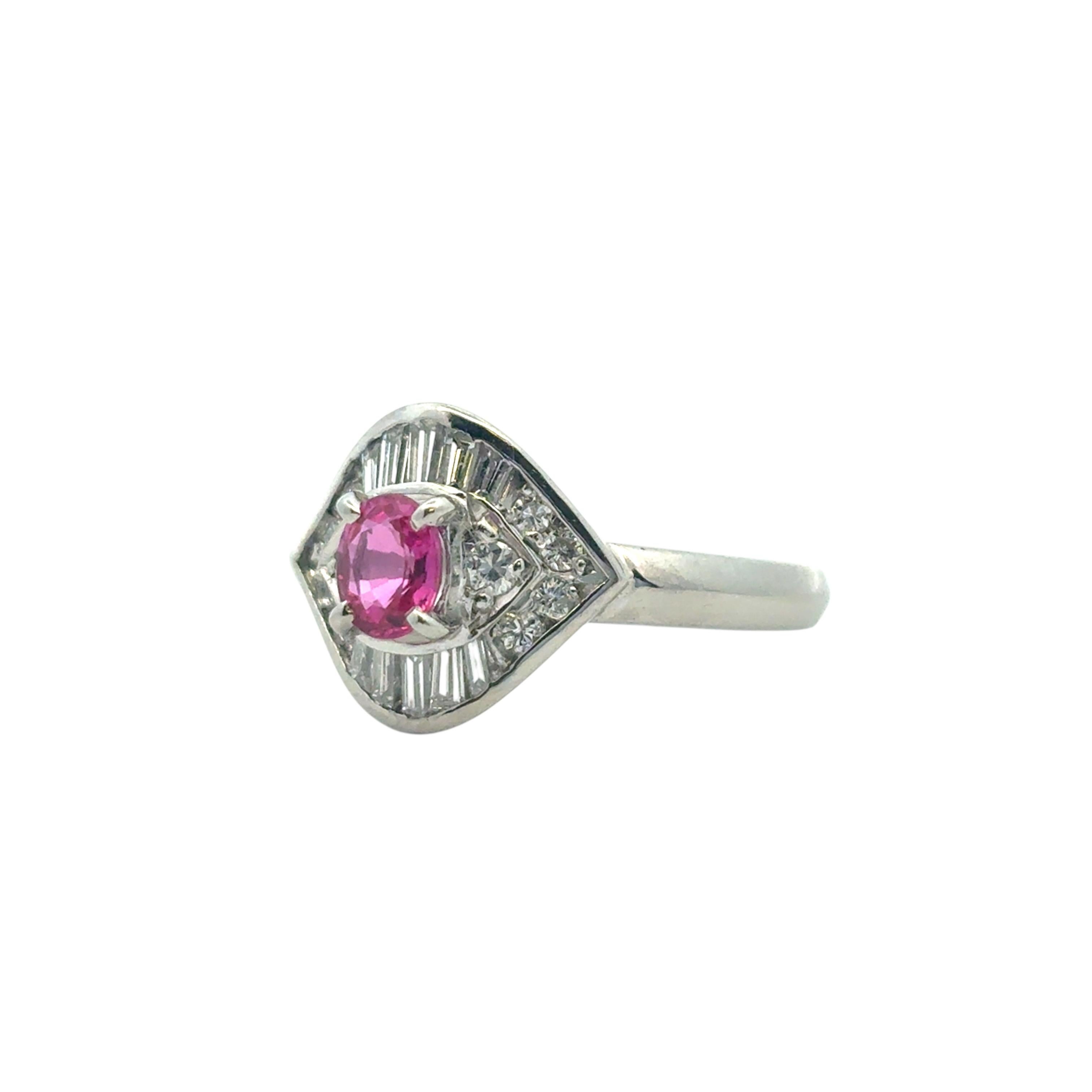 0.47 Carat Ruby Diamond Eye Cocktail Ring Platinum in Stock For Sale 10