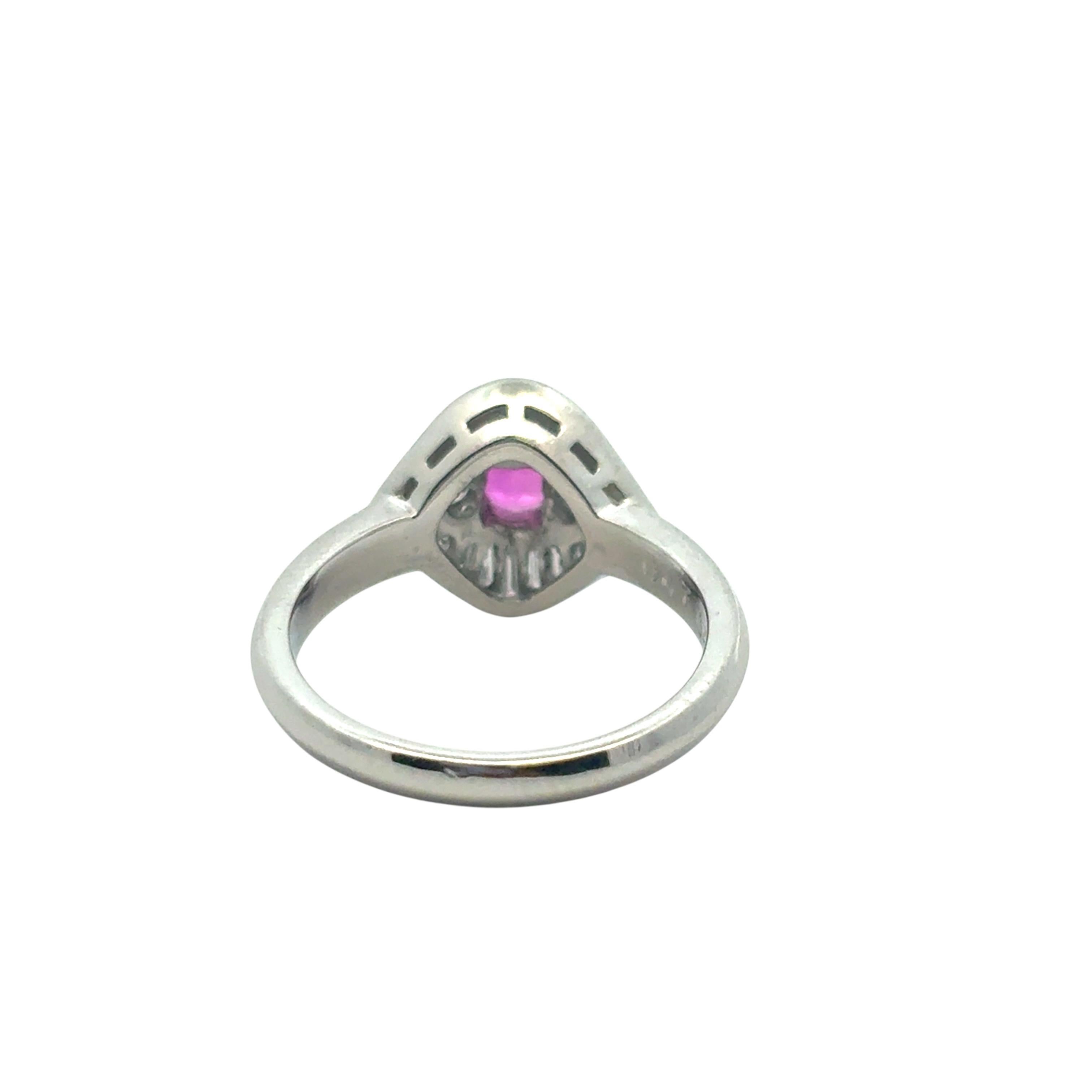 0.47 Carat Ruby Diamond Eye Cocktail Ring Platinum in Stock For Sale 13