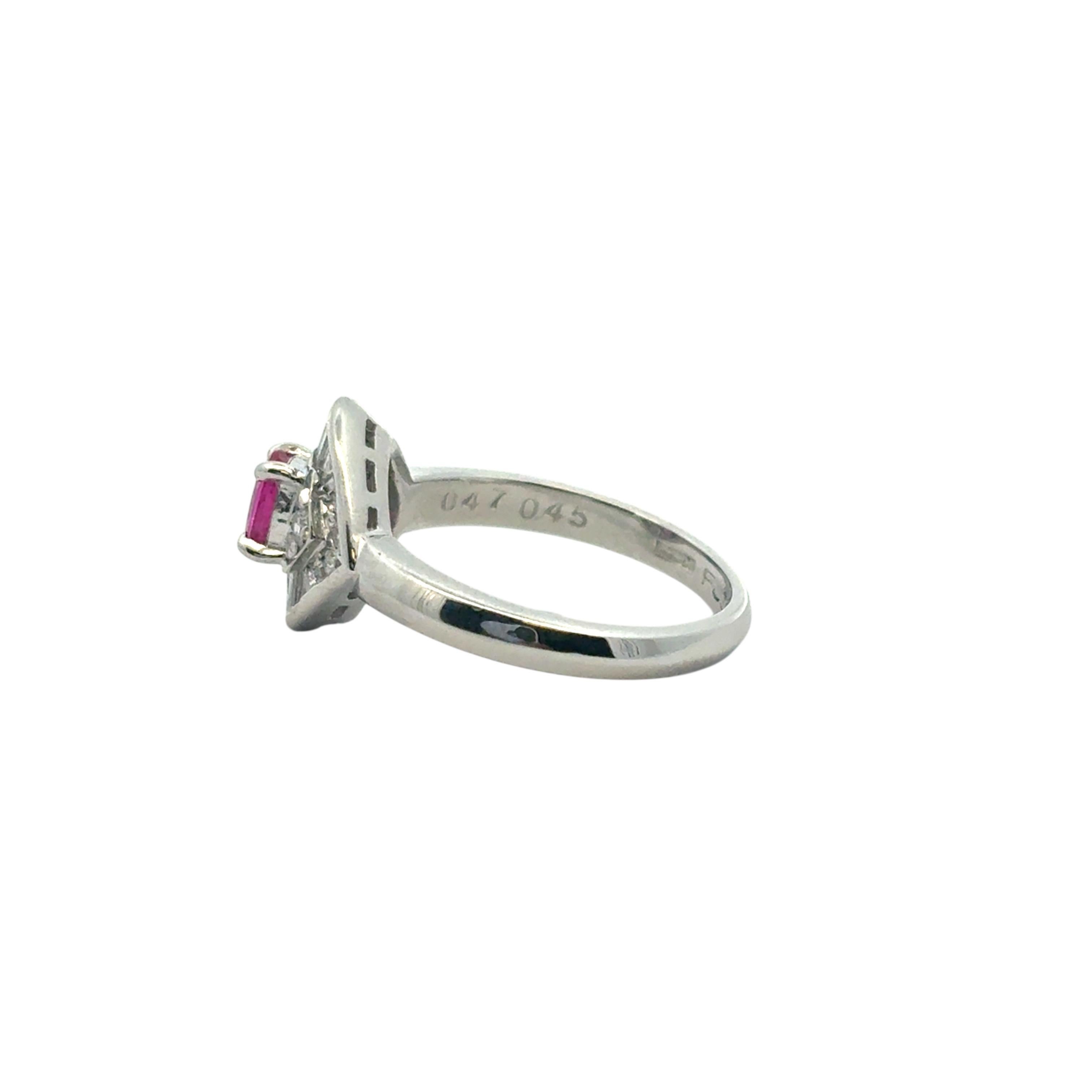 0.47 Carat Ruby Diamond Eye Cocktail Ring Platinum in Stock For Sale 14