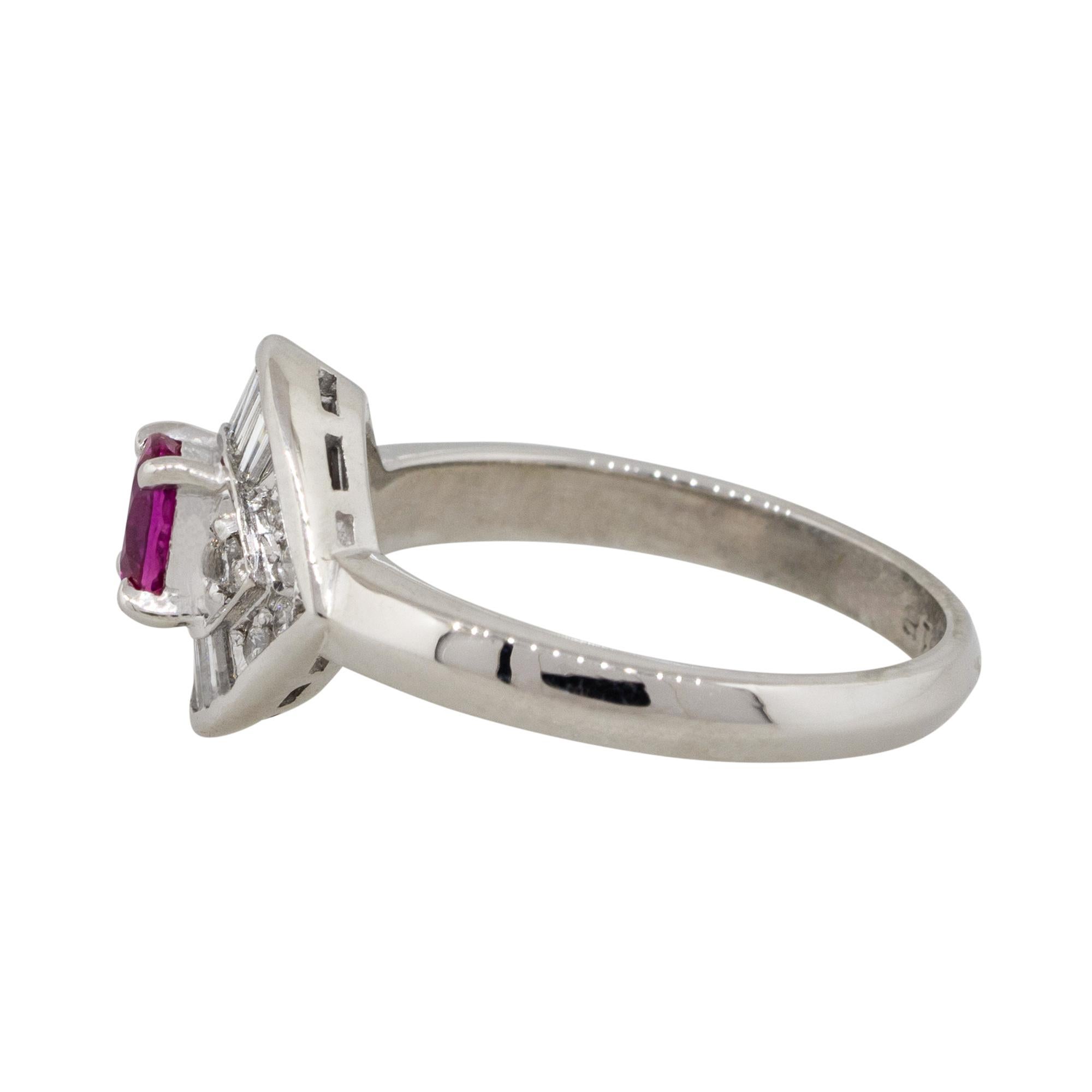 Oval Cut 0.47 Carat Ruby Diamond Eye Cocktail Ring Platinum in Stock For Sale