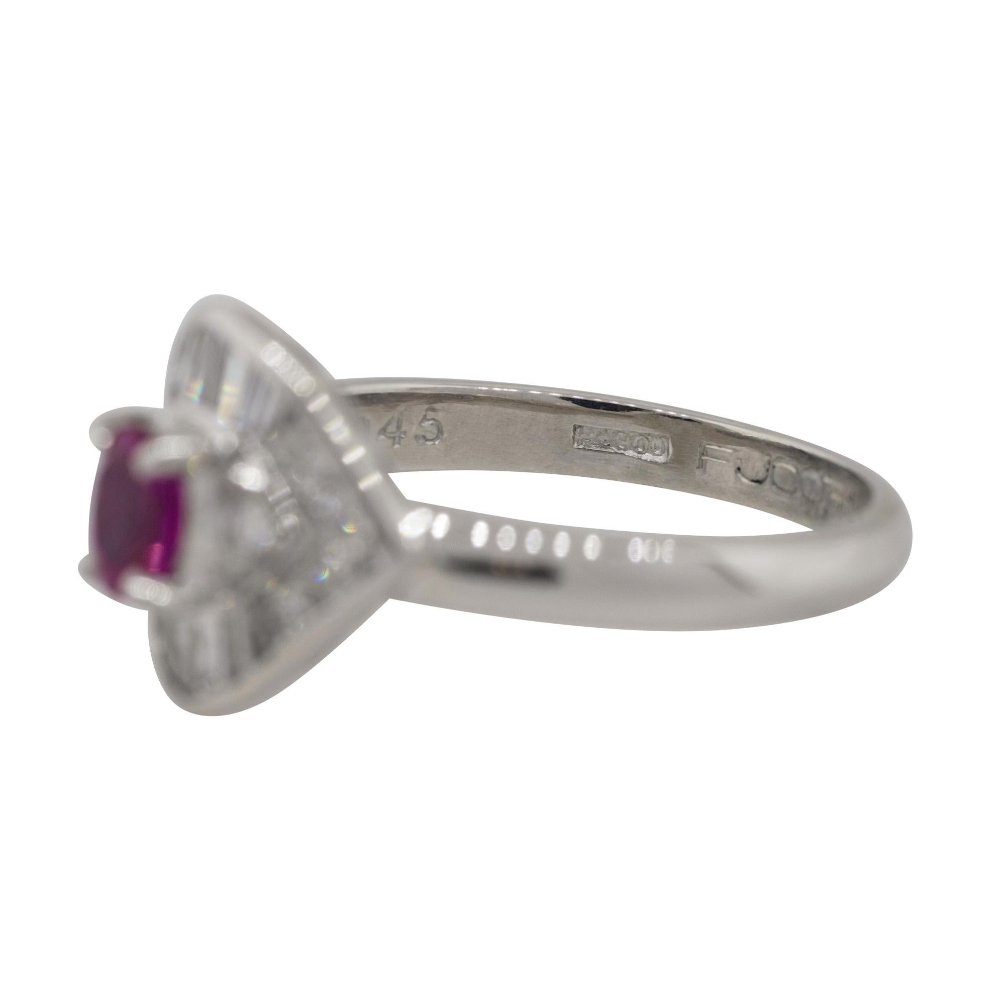 0.47 Carat Ruby Diamond Eye Cocktail Ring Platinum in Stock In New Condition For Sale In Boca Raton, FL