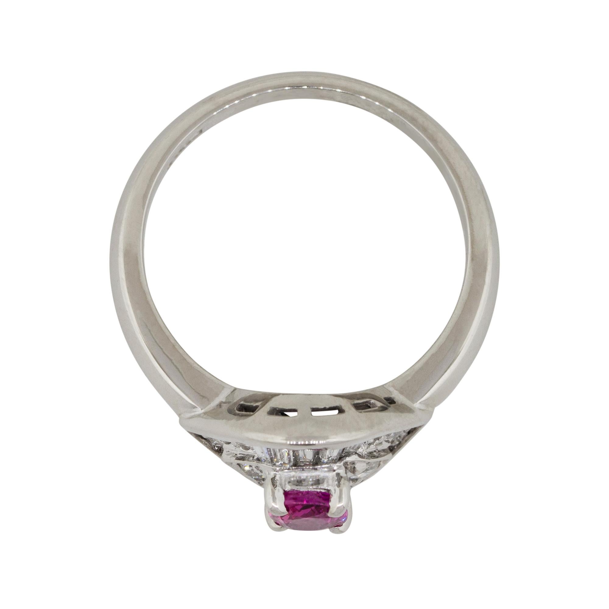 Women's 0.47 Carat Ruby Diamond Eye Cocktail Ring Platinum in Stock For Sale