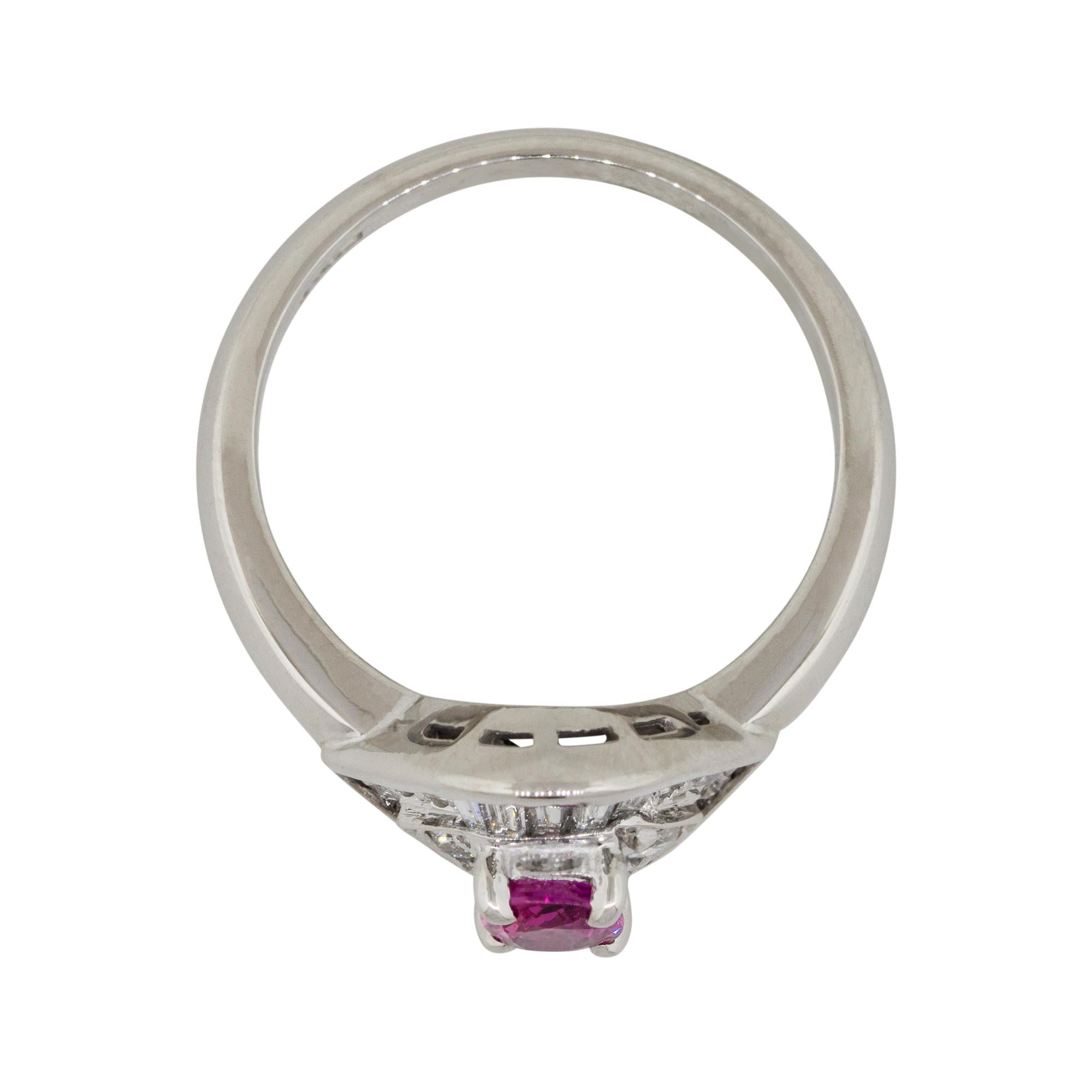 0.47 Carat Ruby Diamond Eye Cocktail Ring Platinum in Stock In New Condition For Sale In Boca Raton, FL