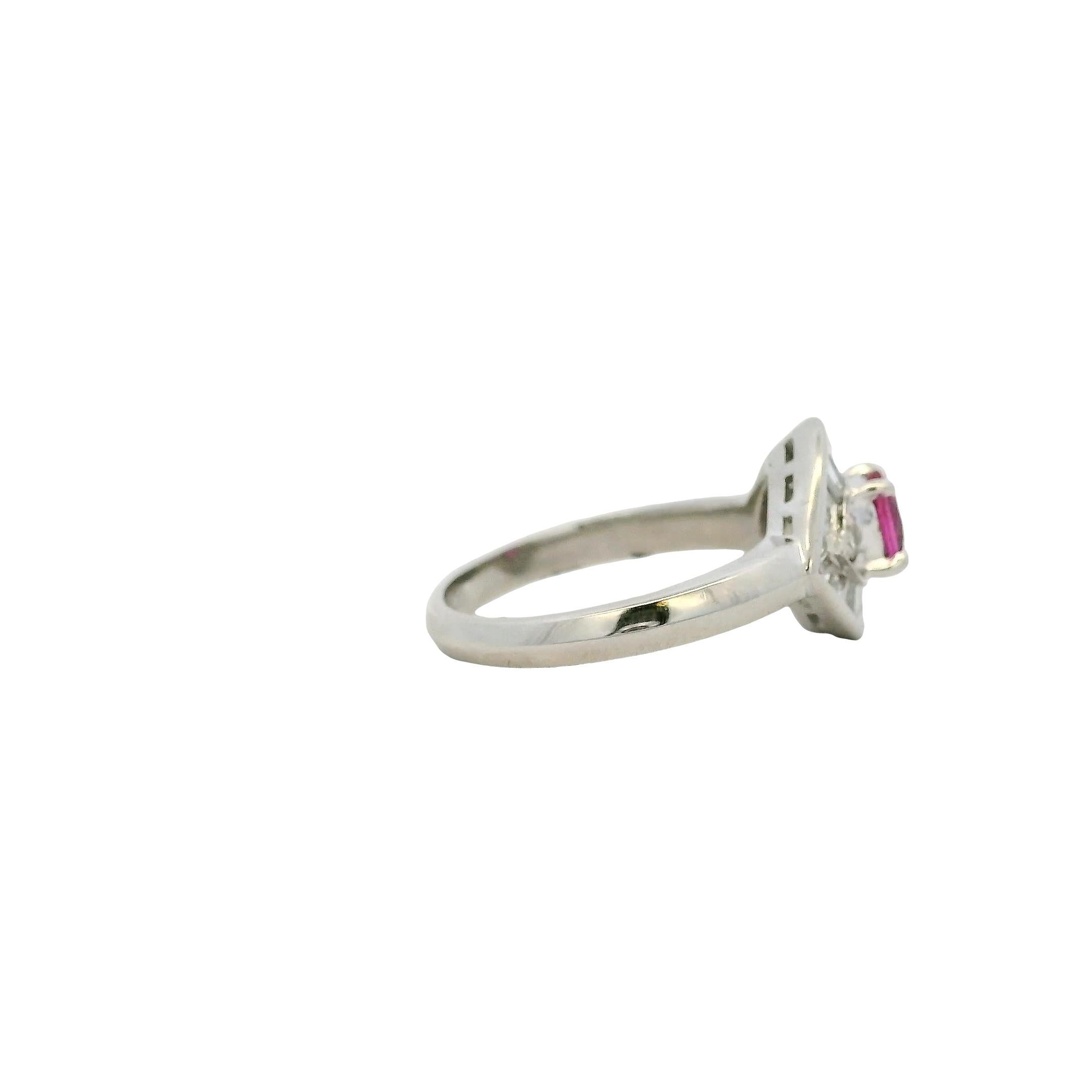 0,47 Karat Rubin Diamant Auge Cocktail Ring Platin auf Lager Damen im Angebot