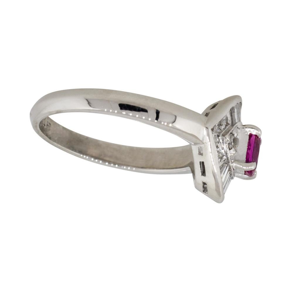 0.47 Carat Ruby Diamond Eye Cocktail Ring Platinum in Stock For Sale 3