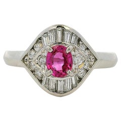 0.47 Quilates Rubí Diamante Ojo Anillo Cóctel Platino en Stock