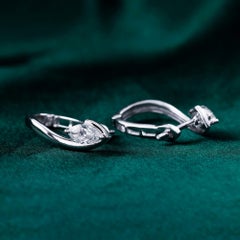 0.47 Carat SI Clarity HI Color Marquise Diamond Earrings 18 Karat White Gold