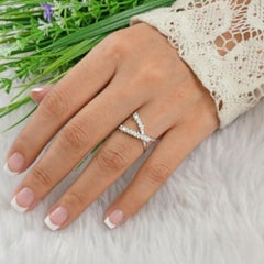 0.47 Carat SI/H Marquise Diamond Crossover X Shape Ring 18 Karat White Gold