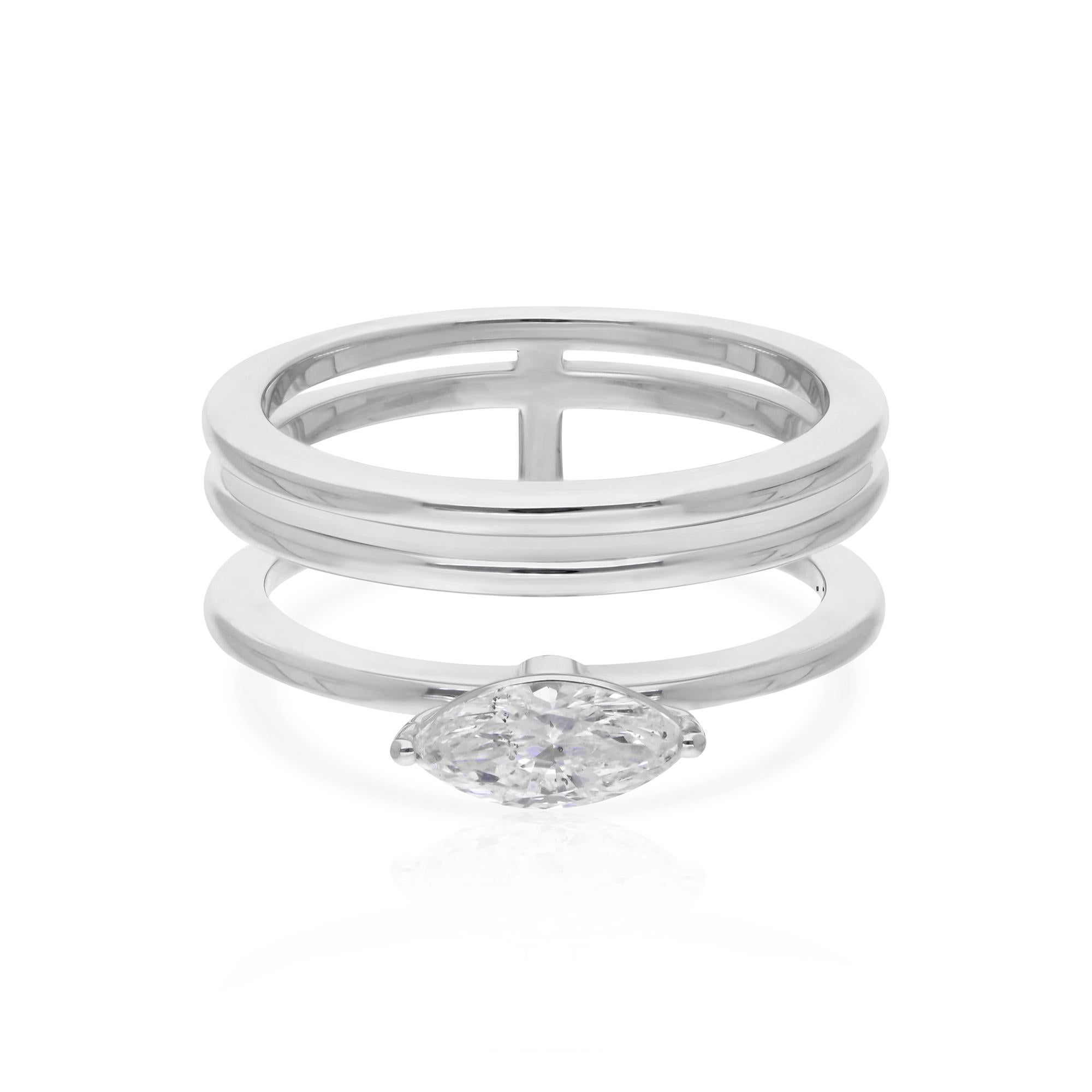 0,47 quilates Anillo de Diamante Marquesa Solitario 14 Quilates Oro Blanco Joyería Fina