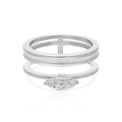 0,47 quilates Anillo de Diamante Marquesa Solitario 14 Quilates Oro Blanco Joyería Fina