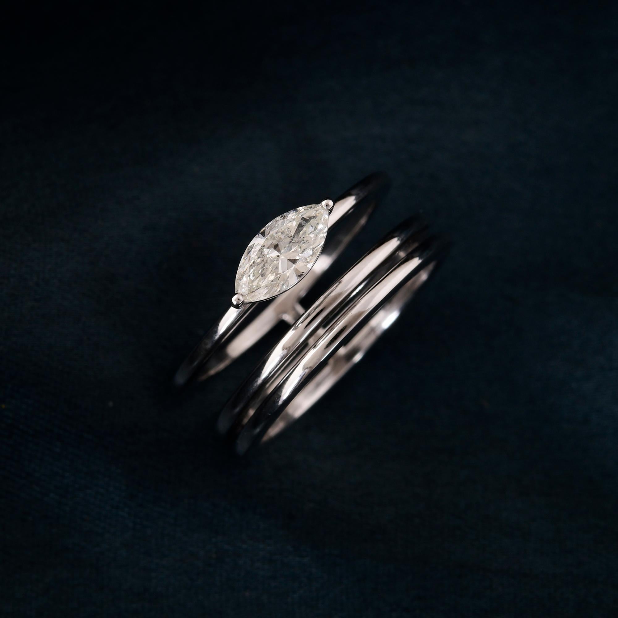 De las mujeres 0,47 quilates Solitario Marquesa Anillo de Diamantes 18 quilates Oro Blanco Joyería Fina en venta