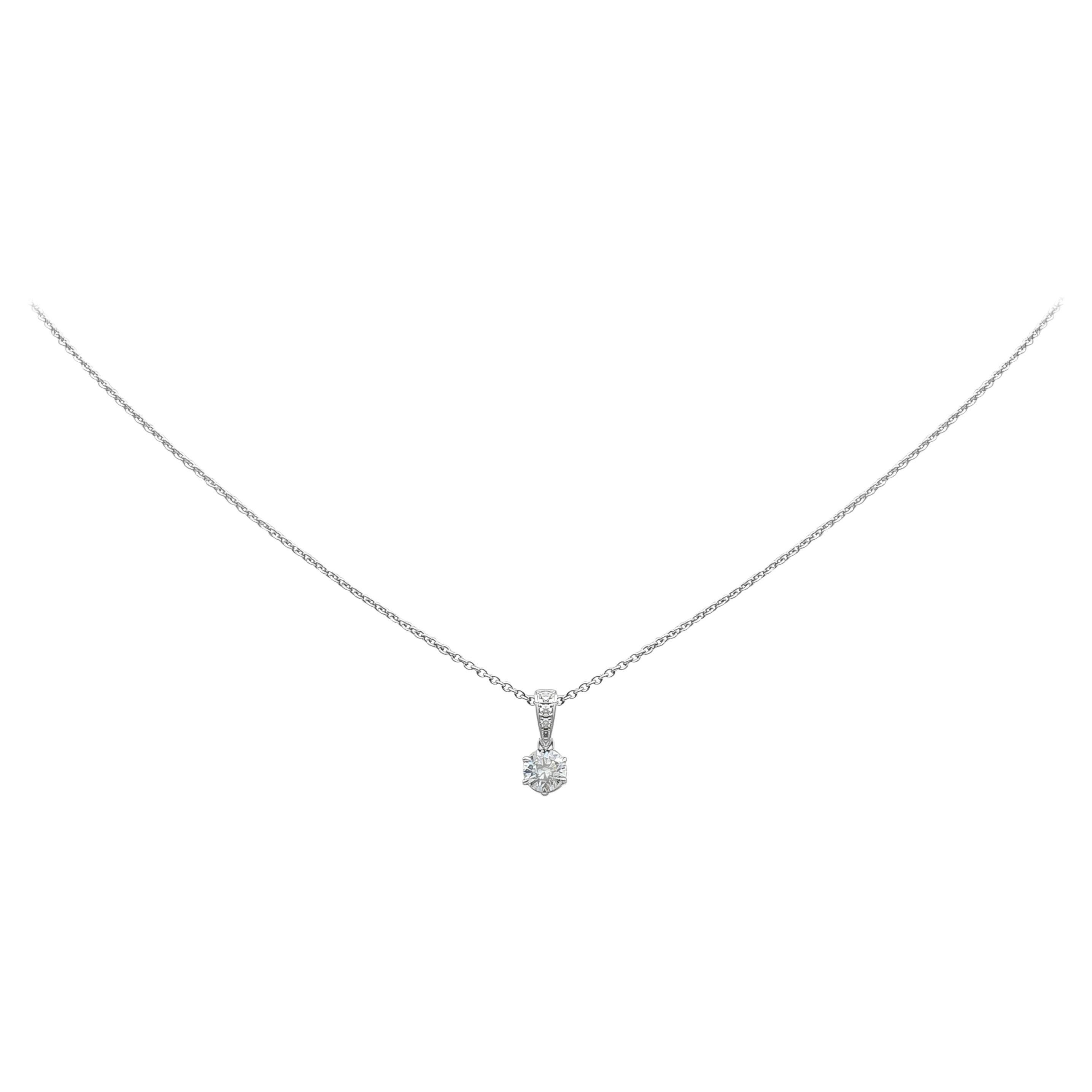 0.47 Carats Total Brilliant Round Diamond Pendant Necklace For Sale