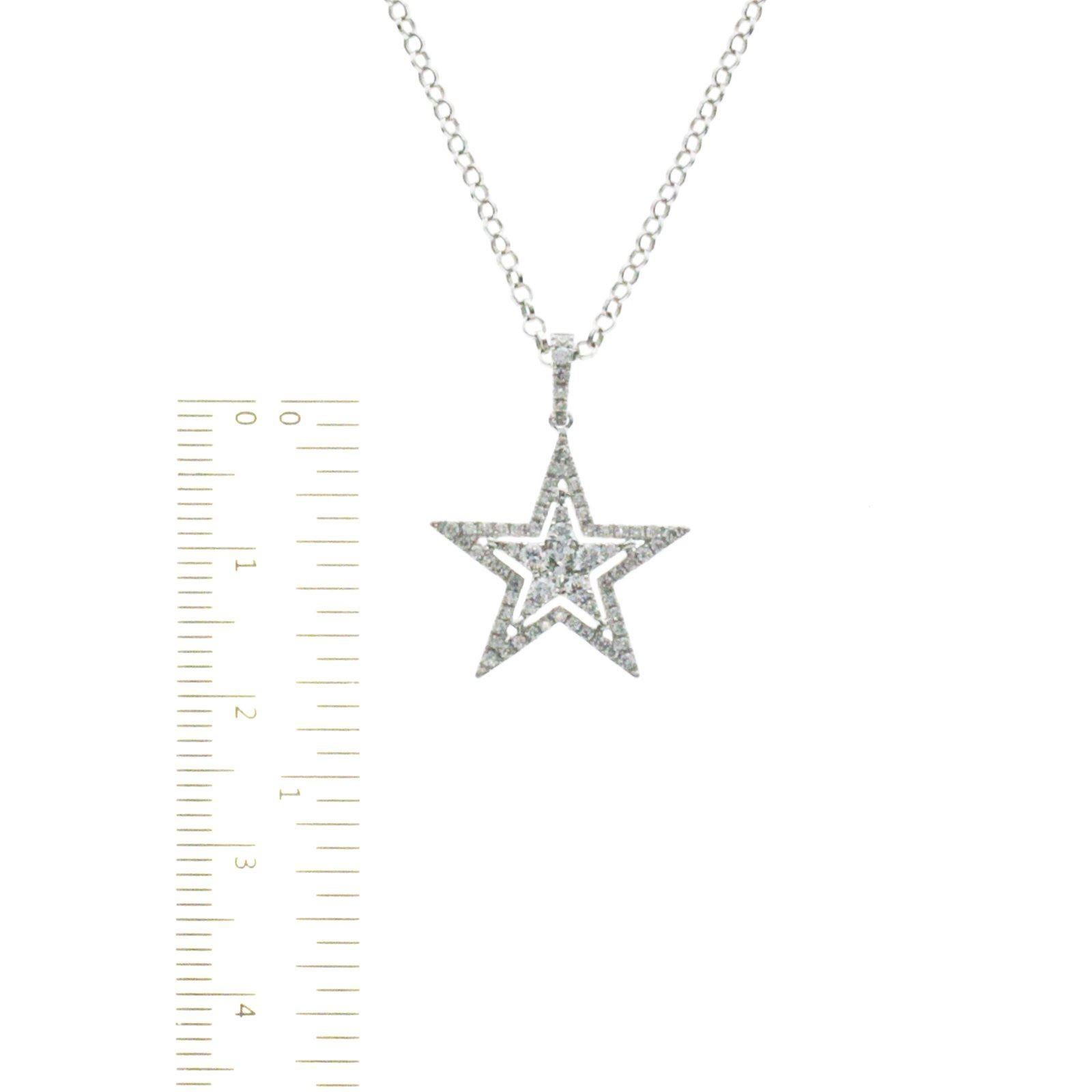 Women's 0.47 Carat Diamonds 14 Karat White Gold Star Pendant Necklace