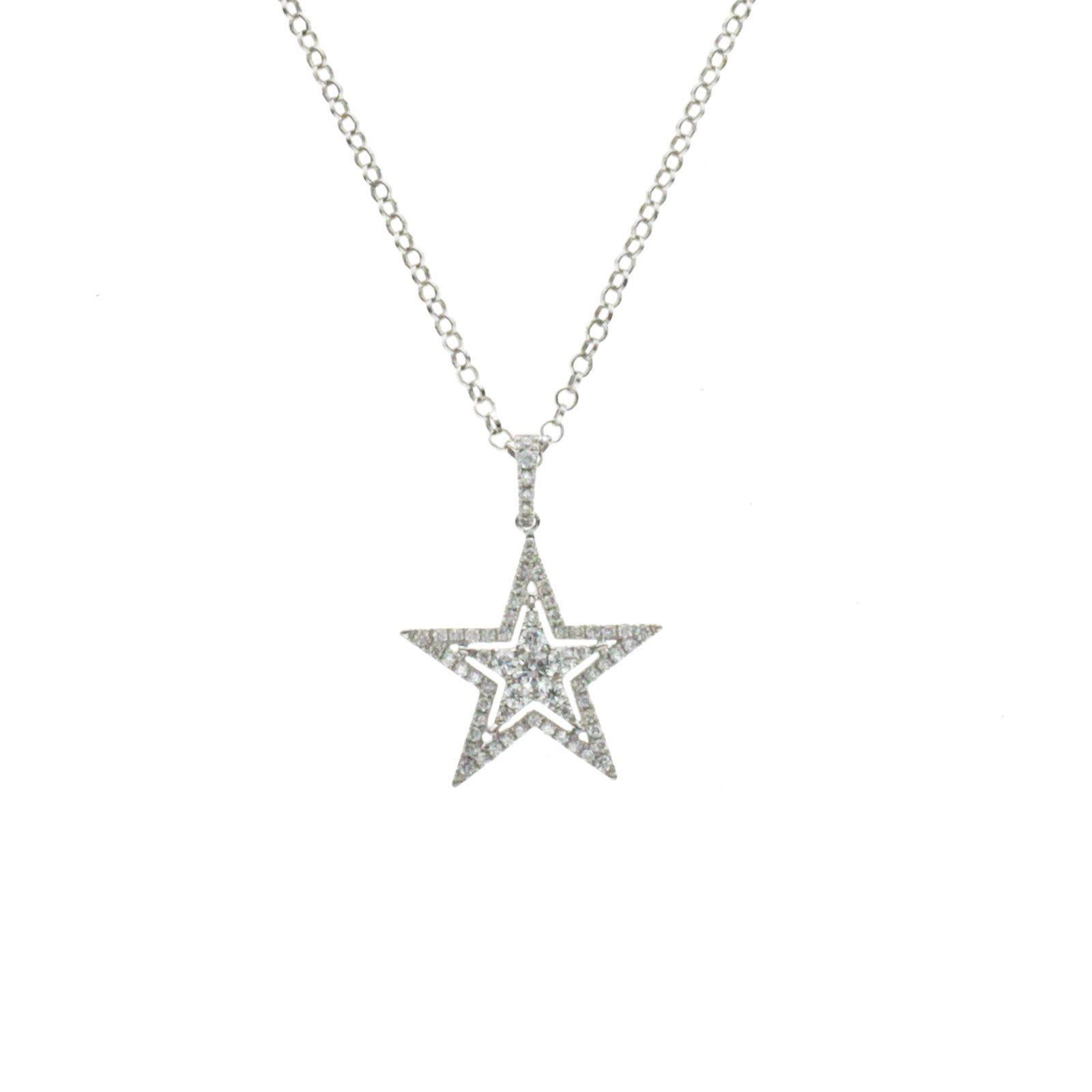 0.47 Carat Diamonds 14 Karat White Gold Star Pendant Necklace 1