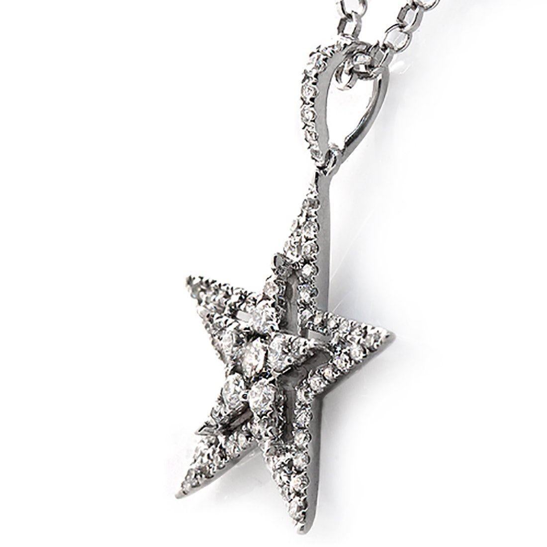 0.47 Carat Diamonds 14 Karat White Gold Star Pendant Necklace 2