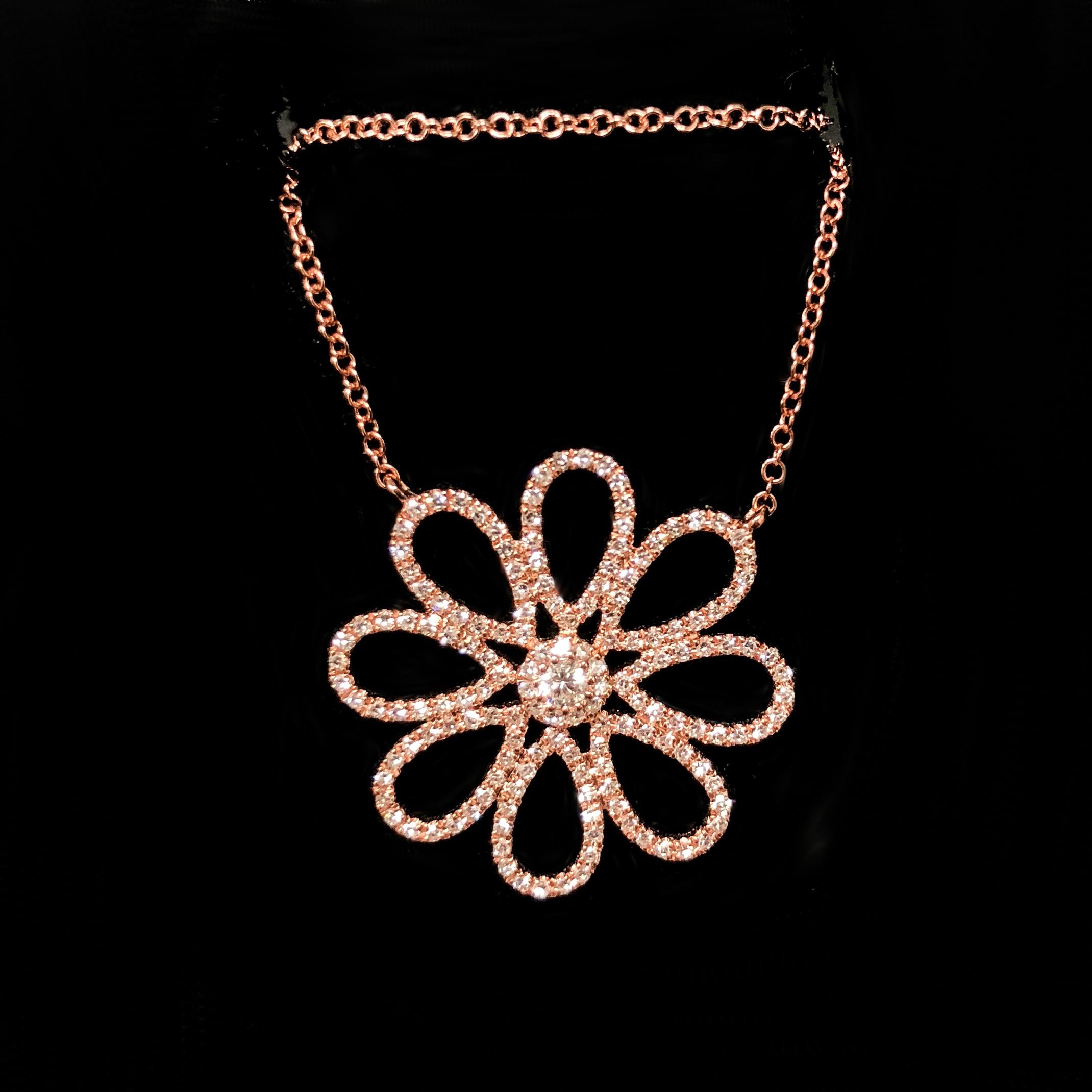 0.47ct 14k Rose Gold Diamond Flower Necklace


0.85