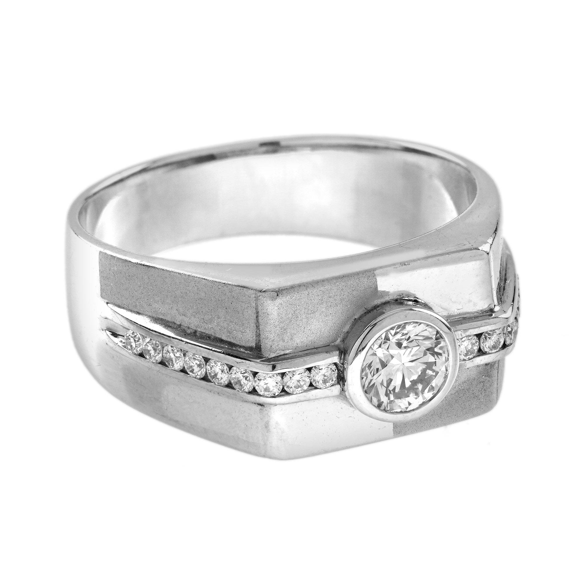 Art Deco 0.47Ct. Diamond Men Band Ring in Platinum 950