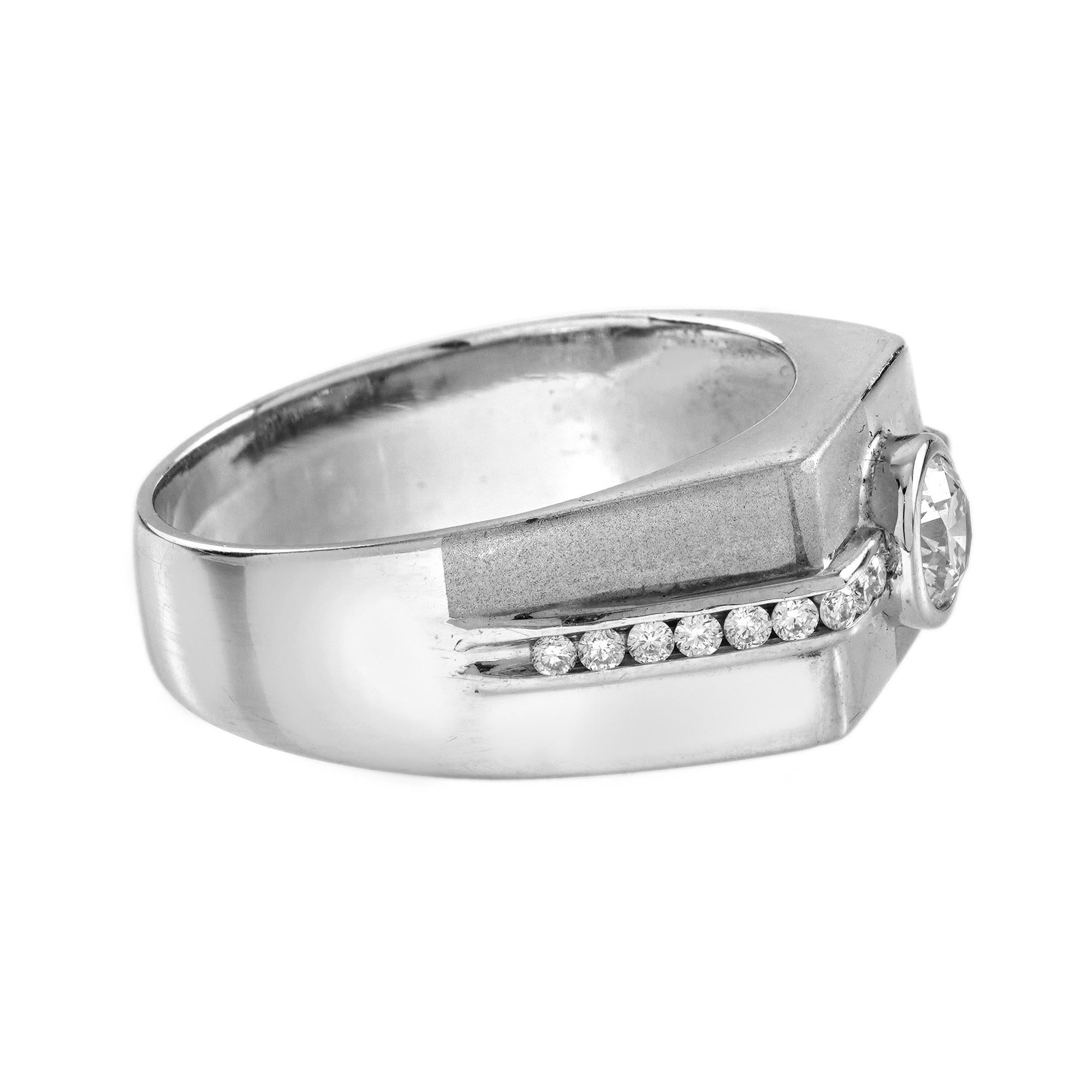 Round Cut 0.47Ct. Diamond Men Band Ring in Platinum 950